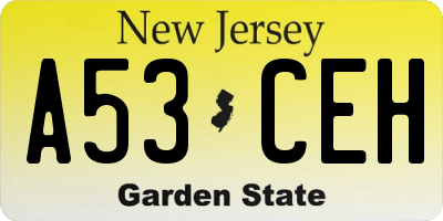 NJ license plate A53CEH