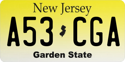 NJ license plate A53CGA