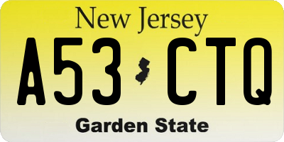 NJ license plate A53CTQ
