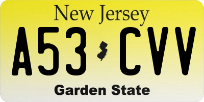 NJ license plate A53CVV
