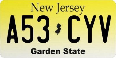 NJ license plate A53CYV