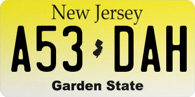 NJ license plate A53DAH