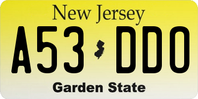 NJ license plate A53DDO