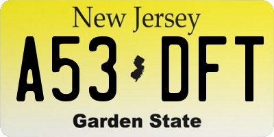 NJ license plate A53DFT