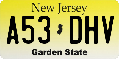 NJ license plate A53DHV