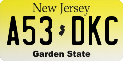 NJ license plate A53DKC