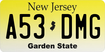 NJ license plate A53DMG