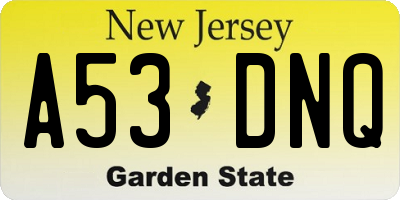 NJ license plate A53DNQ
