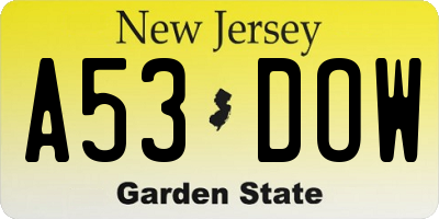 NJ license plate A53DOW
