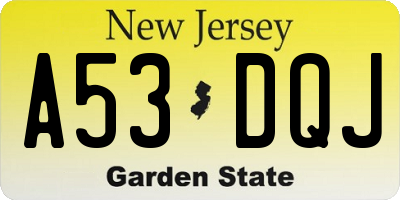 NJ license plate A53DQJ