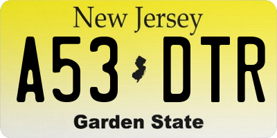 NJ license plate A53DTR
