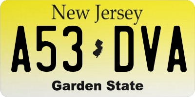 NJ license plate A53DVA