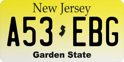 NJ license plate A53EBG