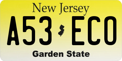NJ license plate A53ECO