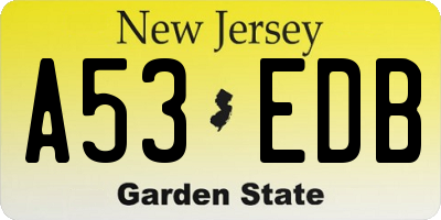 NJ license plate A53EDB
