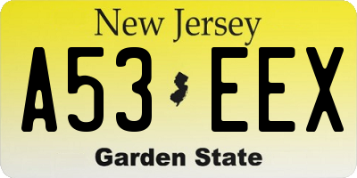 NJ license plate A53EEX