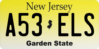 NJ license plate A53ELS