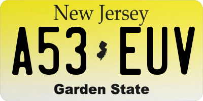 NJ license plate A53EUV