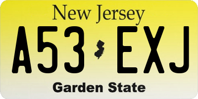NJ license plate A53EXJ