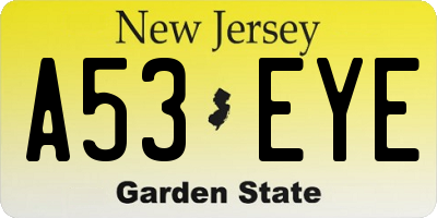 NJ license plate A53EYE