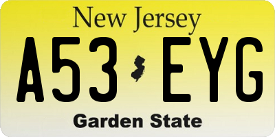 NJ license plate A53EYG
