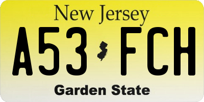 NJ license plate A53FCH