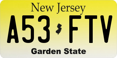 NJ license plate A53FTV