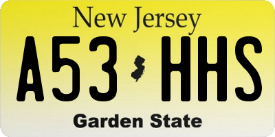 NJ license plate A53HHS