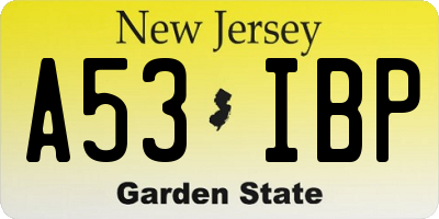 NJ license plate A53IBP
