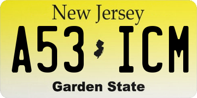 NJ license plate A53ICM