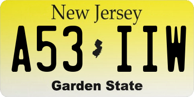NJ license plate A53IIW