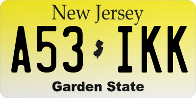 NJ license plate A53IKK