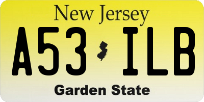 NJ license plate A53ILB