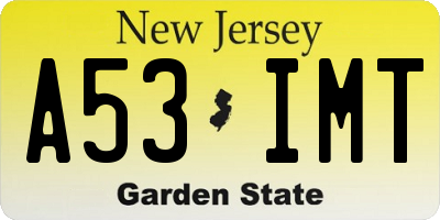 NJ license plate A53IMT