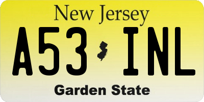 NJ license plate A53INL