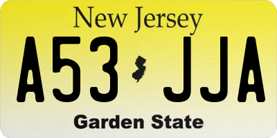 NJ license plate A53JJA
