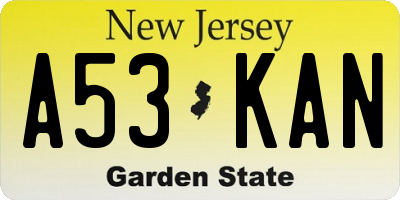 NJ license plate A53KAN