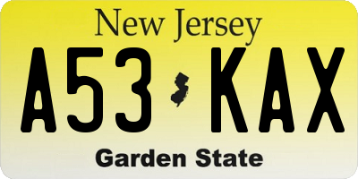 NJ license plate A53KAX