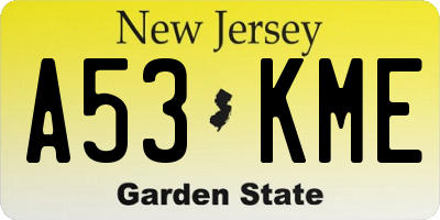 NJ license plate A53KME