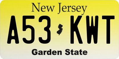 NJ license plate A53KWT