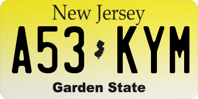 NJ license plate A53KYM