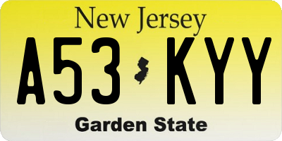 NJ license plate A53KYY
