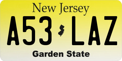 NJ license plate A53LAZ