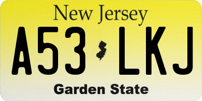 NJ license plate A53LKJ