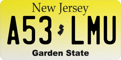 NJ license plate A53LMU