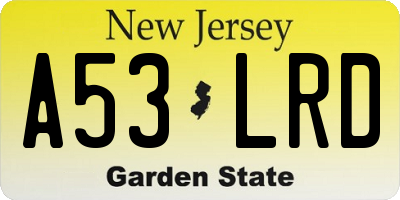 NJ license plate A53LRD