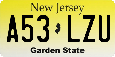 NJ license plate A53LZU