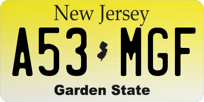 NJ license plate A53MGF