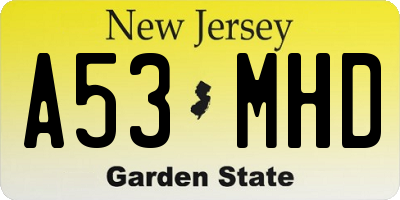 NJ license plate A53MHD