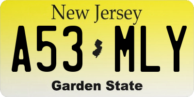 NJ license plate A53MLY